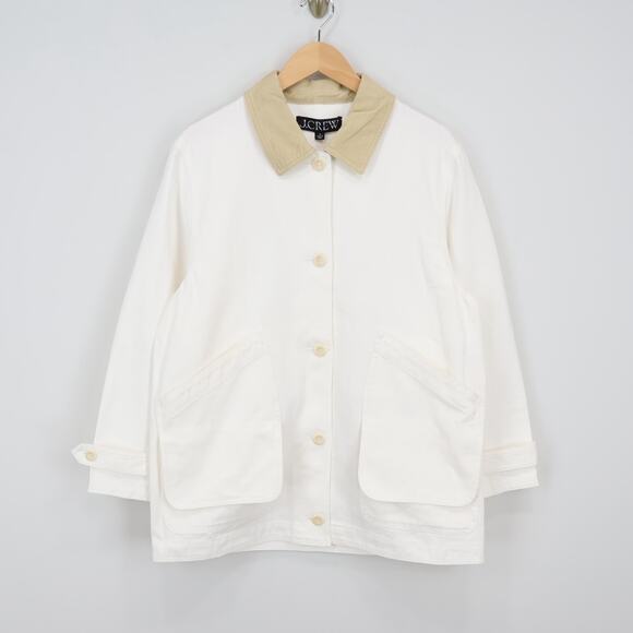 J.Crew Women's Barn Patch Pocket Canvas Jacket Ivory Size Medium NWT - Picture 2 of 9
